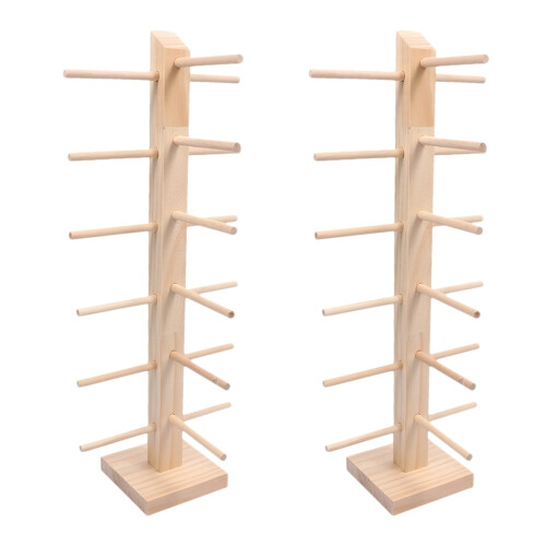 2Pièces Porte-Lunettes Khaki En Bois, Support De 6