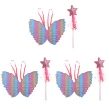 6Pièces Costume Spectacle Enfants Ailes Rose Baguette Accessoires