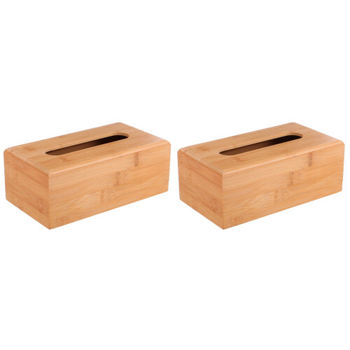 2Pièces Boîte À Papier Bambou Usage Maison Bureau