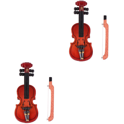 2Pièces Mini Violons Simulation Marron Décoration Maison De