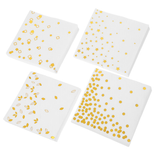 20Serviettes Décoratives Papier Or Pour Dîner