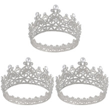 3Pièces Couronne Argentée Élégante Mariage