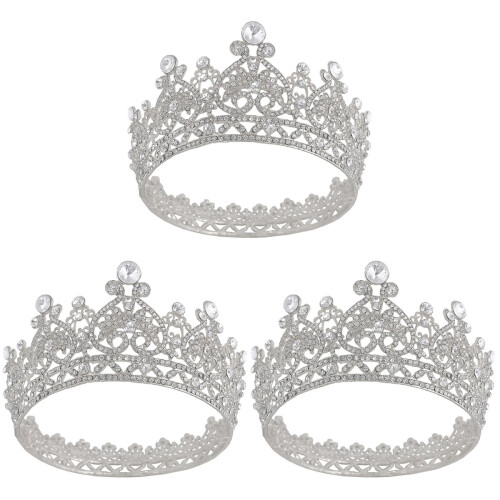 3Pièces Couronne Argentée Élégante Mariage