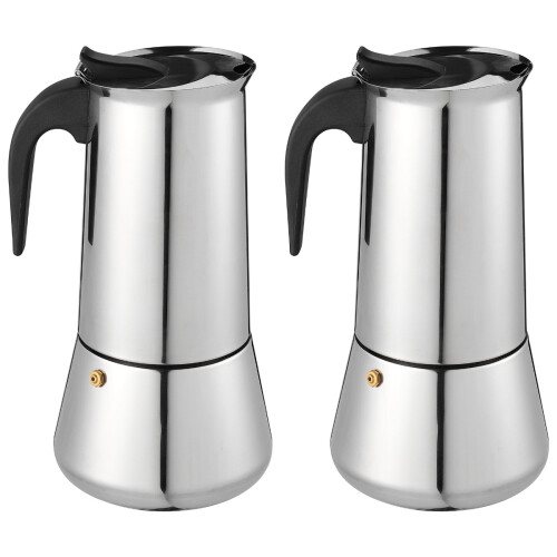 2Pièces Cafetière Moka Argent, Antichaleur, Maison