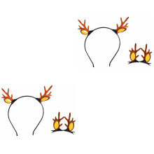 2Ensembles -Têtes Bois De Cerf Marron Accessoires Fêtes Enfants