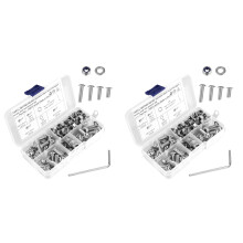 2Pièces Vis Machine Tête Ronde Inoxydable Argent Kit Assortiment