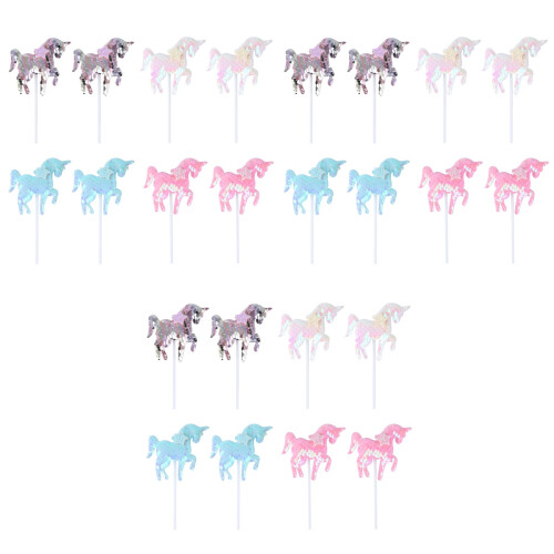 24Pièces Cake Toppers Licorne Créatifs Multicolores Pour Décor