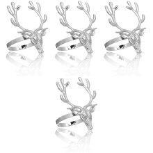 16Pièces Rond Serviette Cerf Argenté Alliage Pour Noël