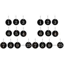 50Pièces Anneaux Numérotés Noir Usage Restaurants