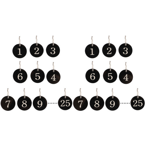 50Pièces Anneaux Numérotés Noir Usage Restaurants