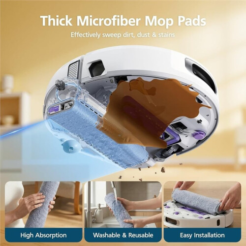 Accessories for  Flow Robot Vacuum and Mop, Zero-Tangling Roller Brushes, Dust Bag,Filters,Track Mop,Side Brushes, 1