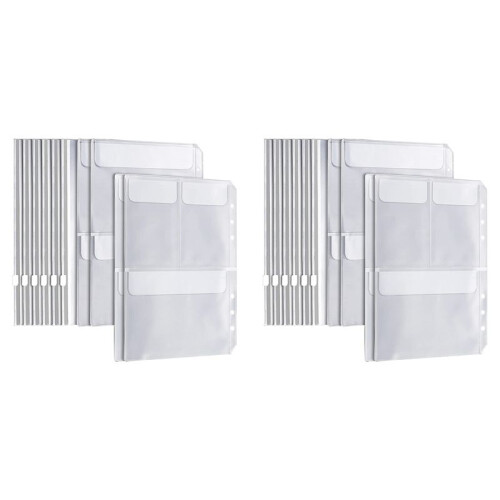 40Pcs A5 6 Ring Binder Pockets 3 Types Envelope,Zipper Closurek Bill Pouch for  Organizer Clipbook 1