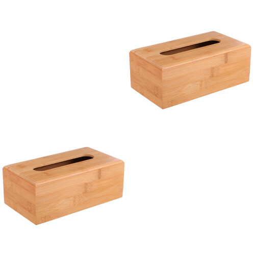 2Pièces Boîte À Papier Bambou Usage Maison Bureau 1