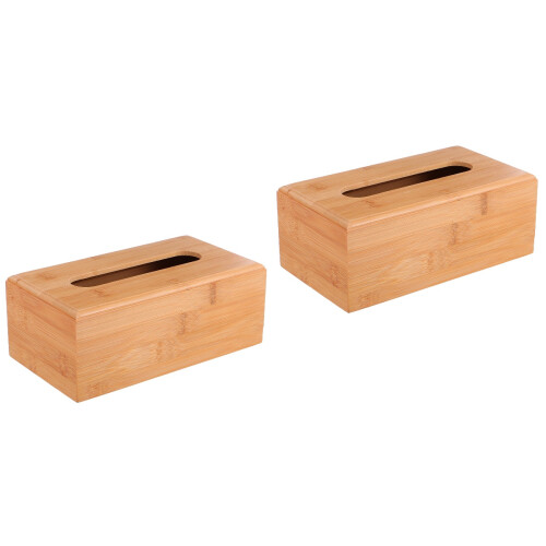 2Pièces Boîte À Papier Bambou Usage Maison Bureau 2