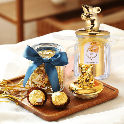 3Pièces Bocal Verre Décoratif Bouteille De Rangement Scellée 2