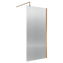 Balterley Fluted Wetroom Screen with Support Bar, 1000mm, Brushed Bronze