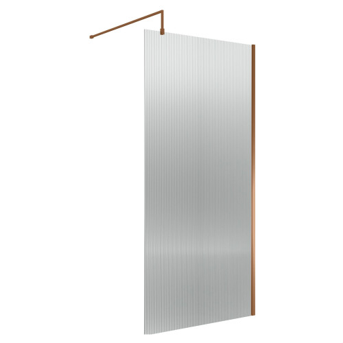Balterley Balterley Fluted Wetroom Screen with Support Bar, 1000mm, Brushed Bronze