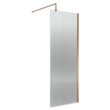 Balterley Fluted Wetroom Screen with Support Bar, 800mm, Brushed Bronze