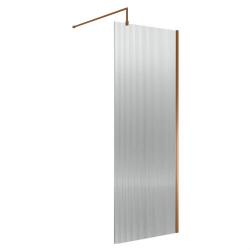 Balterley Balterley Fluted Wetroom Screen with Support Bar, 800mm, Brushed Bronze