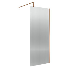 Balterley Fluted Wetroom Screen with Support Bar, 900mm, Brushed Bronze