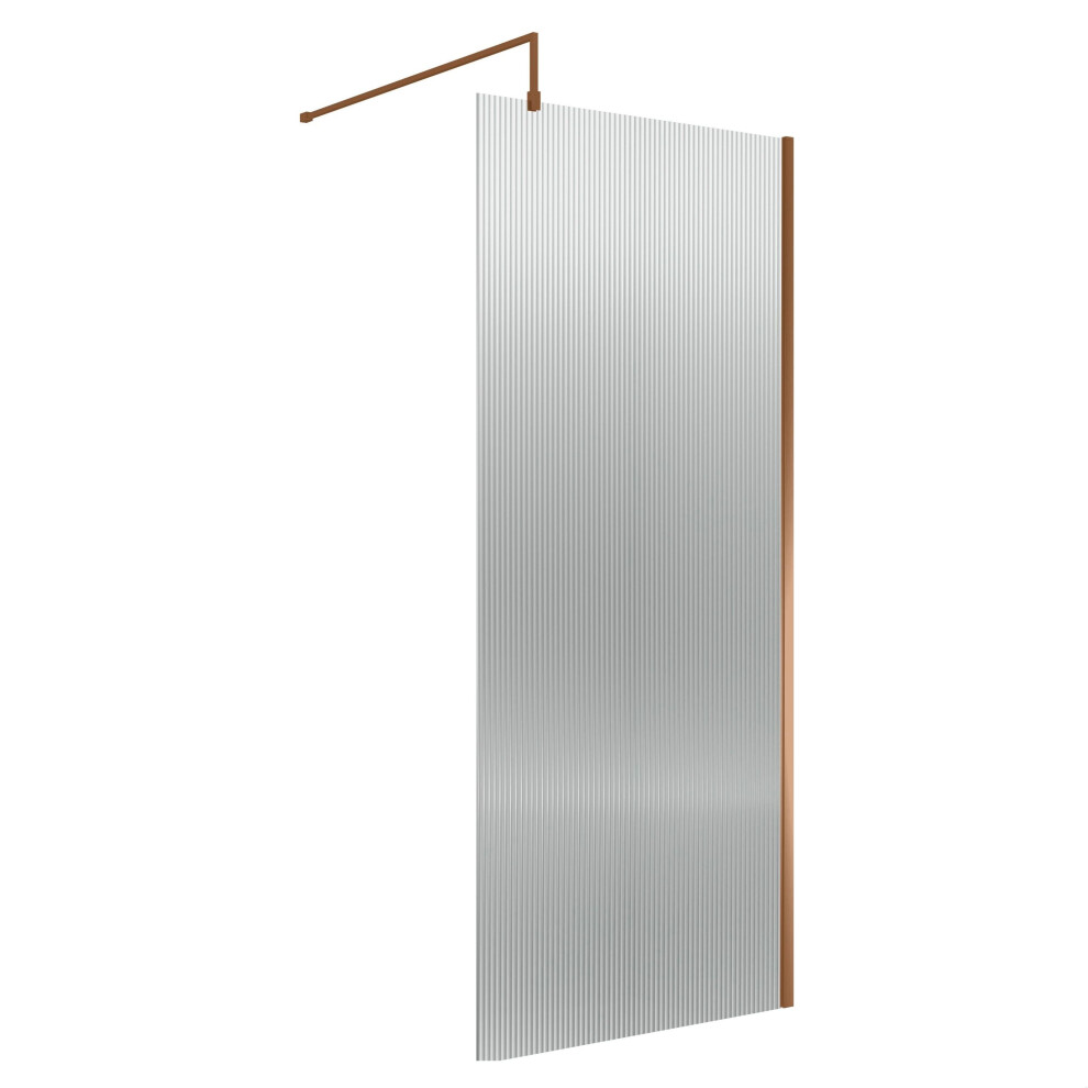 Balterley Fluted Wetroom Screen With Support Bar, 900Mm, Brushed Bronze