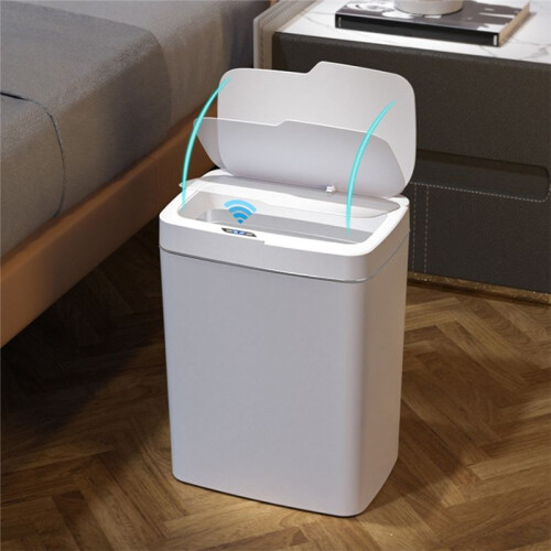 15L Auto Motion Sensor Rubbish Can Automatic Trash Bin Waterproof Quiet Wastebasket Rechargeable for Kitchen Bathroom B 1