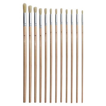 Conjunto de 12 Pincéis de Madeira com Ponta Redonda para Pintura Artística, Ideais para Estudantes, com Tinta À Base de Água, Pó e Óleo.