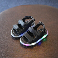 (Black,EU23)Sandali bambini casual lampeggianti leggeri fondo morbido spiaggia taglia 2130 scarpe