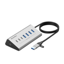 Blueendless Estação de Acoplamento USB 3.0 de 5 Gbps, Hub, Divisor Tipo C, Adaptador de Transferência de Dados, com 7 Portas para PC e Laptop