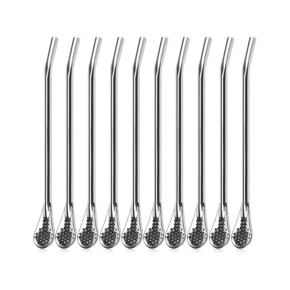 10Pcs Straws Spoon 7.2 Inch Stainless Steel Yerba Mate Tea Drinking Straws Multifunctional Reusable Straw Stirring Spoon 4712584703982