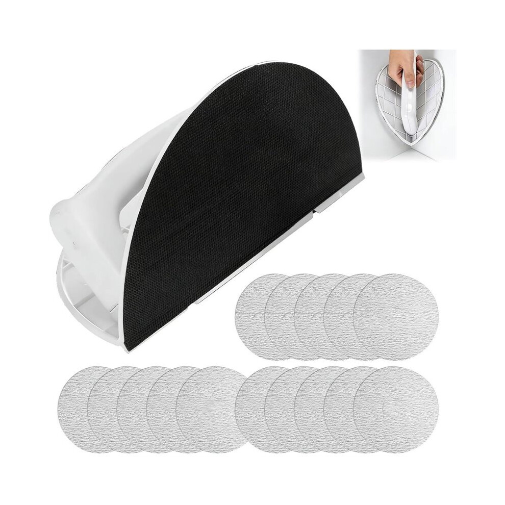 Drywall Corner Sander,Half Round Hand Sander With 15 Pieces 225 Mm Sandpaper 120/180/240 Grit,Corner Sander Sanding Tool 4711376959682