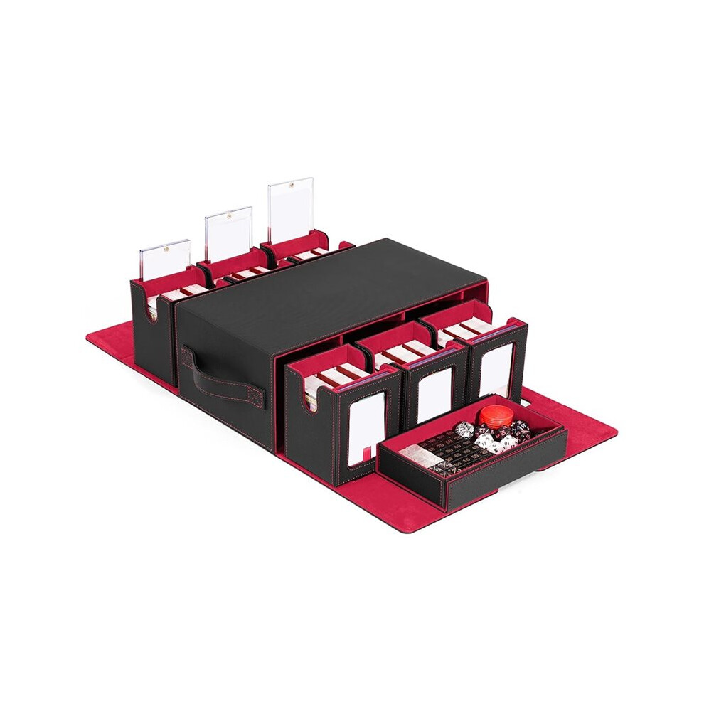 Saudism Trading Card Deck Box,6-Deck Card Case With Tray,Removable Trading Card Storage Box For Game Sports Card