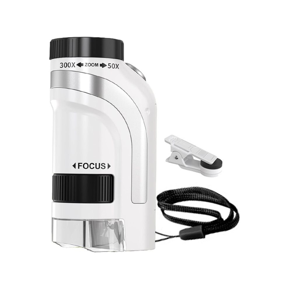 Kids Pocket Microscope 50X-300X Magnification With Led Portable Handheld Digital Microscope For Children A Light 4713329727324