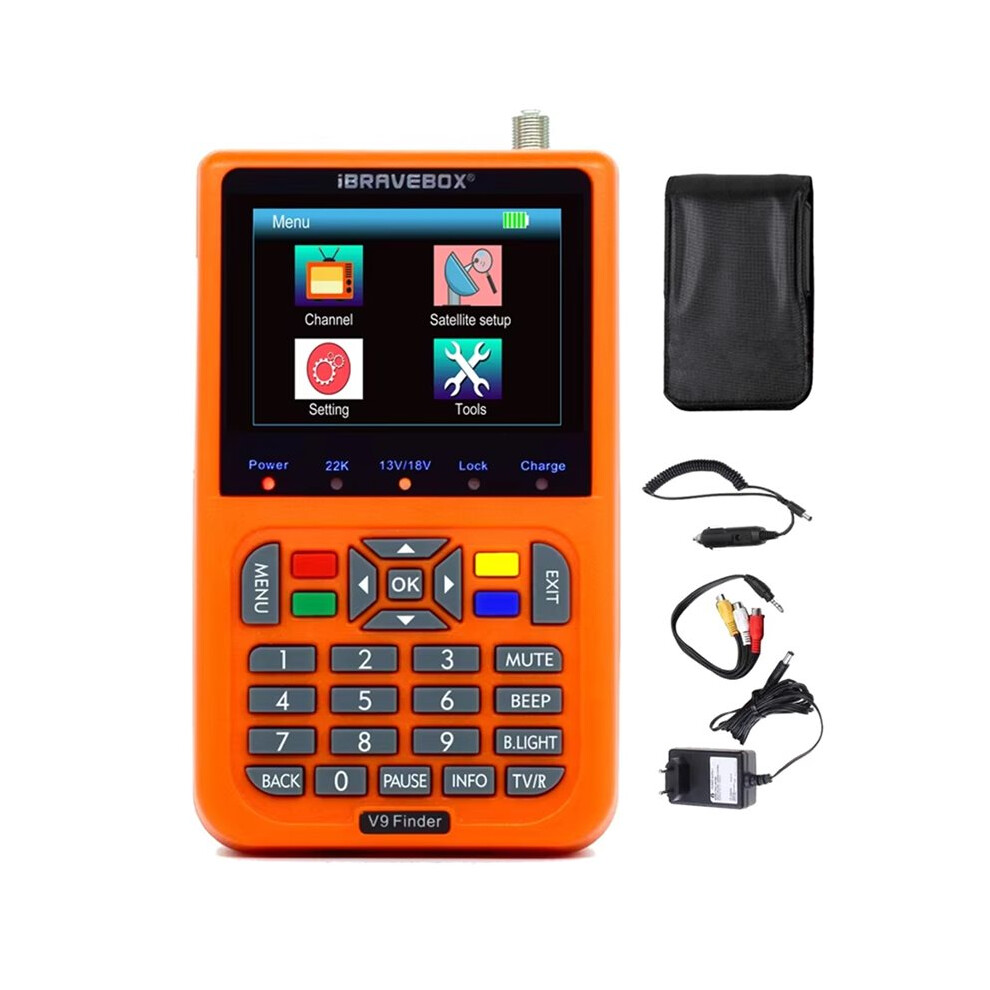 Ibravebox V9 Satfinder Hd Dvb-S/S2 3.5' Lcd Digital Satellite Satfinder H.265 Mpeg-4 Dvb S S2 Satellite Meter Siginal Sat Finder Eu Plug 4712133609833