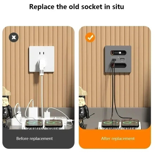 Universal  Socket with Charging  20W Fast Charge USB C Port PC Power Wall Panel, Charging Type C Outlet Black 2