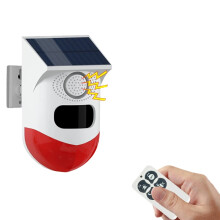 Sirène D'Alarme Stroboscopique Solaire avec Détecteur de Mouvement et Télécommande pour L'Extérieur
