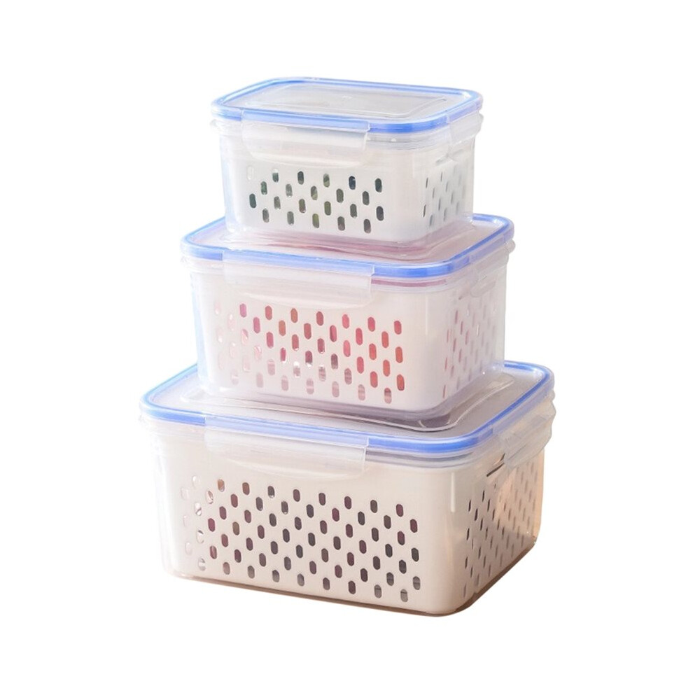 Saudism 4 In 1 Food Storage Container, Fruit Storage Containers For Fridge, Produce Storage Containers With Lid And Strainer