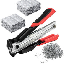 Hog Ring Pliers Kit, 2500 C Clips 3/4'' Hog Ring Nails, C-Type Cage Securing Clamps for Cages, Fencing, Upholstery.