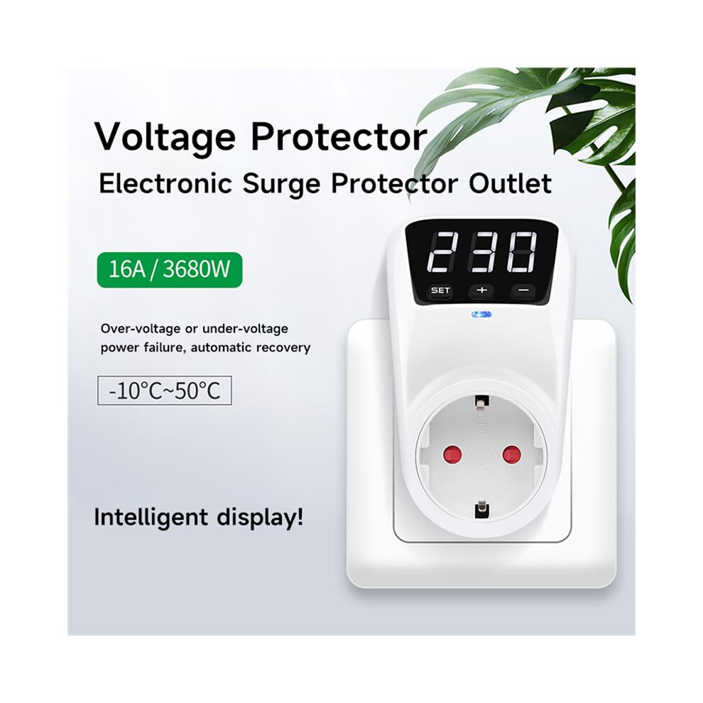 Overvoltage Protection 16A 230V Adjustable Surge Protection, Eu Socket, Voltage Safe 4711928023458
