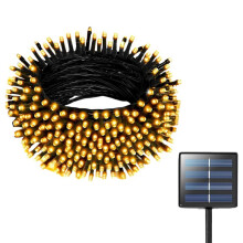 1 Packung Solar-Lichterkette für Den Außenbereich, Wasserdicht, 200 LEDs, Solarbetrieben, 8 Modi, Automatische ein-/Ausschaltfunktion (Warmweiß)