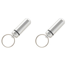 2X Plata Caja de la Medicina Titular de la Caja Contenedor Botella Capsula Llavero