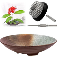 Japanisches Ikebana-Vasen-Set, 3,9 cm, Blumenfrosch, Keramikschalen für Blumenarrangements, mit Festem Blumensockel, Werkzeug B