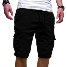 (Black,L)Pantalones Cortos Carga Para Hombres Verano Informales Jogger Deporte Ejército Combate Entrenamiento Pantalones