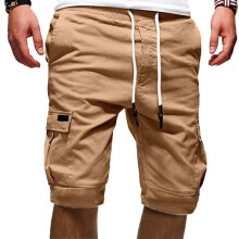 (Khaki,L)Pantalones Cortos Carga Para Hombres Verano Informales Jogger Deporte Ejército Combate Entrenamiento Pantalones