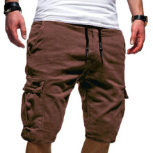 (Brown,3XL)Pantalones Cortos Carga Para Hombres Verano Informales Jogger Deporte Ejército Combate Entrenamiento Pantalones