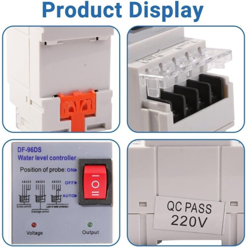 Automatic Water Level Sensor Water Level Regulator Level Controller Level Sensor AC220V DIN Rail Mounting (DF-96DS) 2