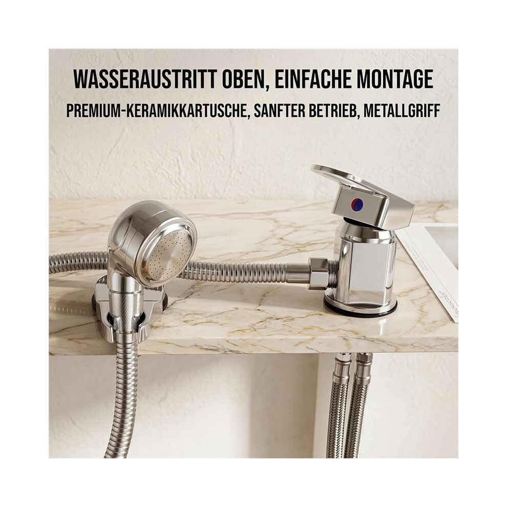 Shower Mixer Tap 1/2 Inch Single Lever Mixer Tap With Inlet Pipes Outlet Pipes And Sprinkler Set,For Motorhome 4713194476150