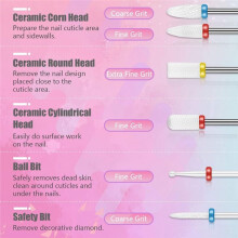 25 Piece Nail Milling Cutter Set, Ceramic Carbide Diamond Cuticle Nail Drill, Efficient Removal Drill Tool