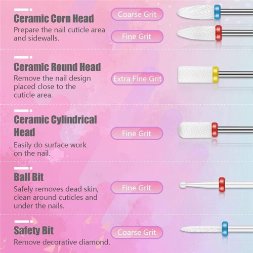 25 Piece Nail Milling Cutter Set, Ceramic Carbide Diamond Cuticle Nail Drill, Efficient Removal Drill Tool