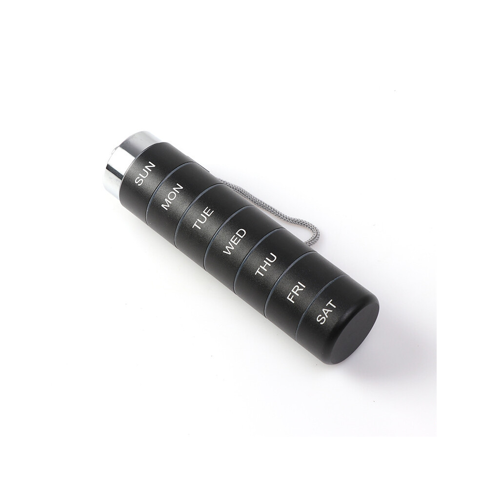 Stoyotu Black (Black) New Portable Pill Case For Travel Metal Pill Organizer Waterproof Pill Box Tablet Case Container Medicine Bottle Weekly